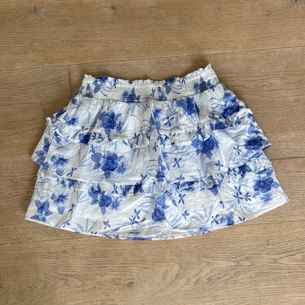 Love Shack Fancy Kid’s Floral Blue Skirt Size 12Y